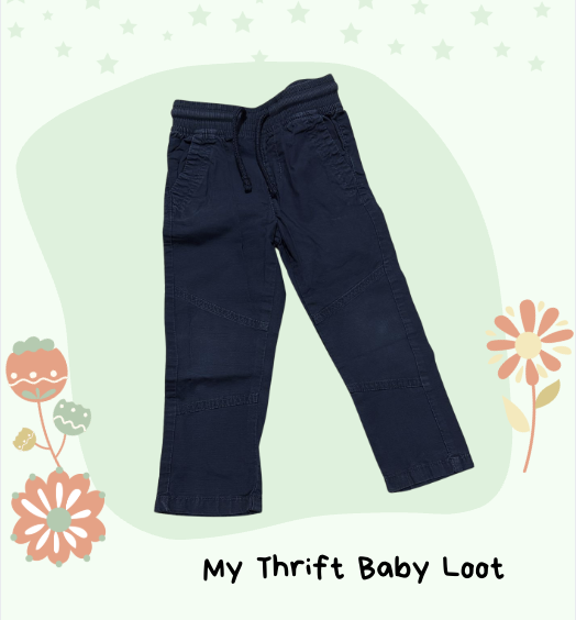 Preloved Marks and Spencers navy blue cotton trousers (2-3 years)